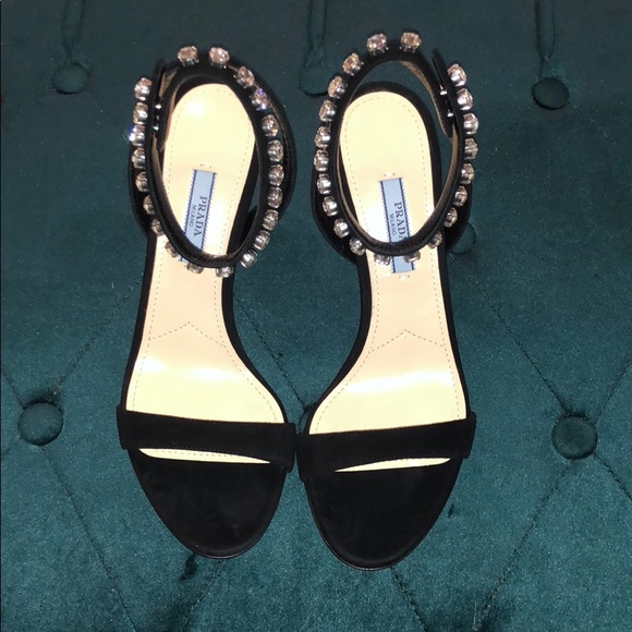 Prada Shoes - Prada crystal ankle strap sandals
